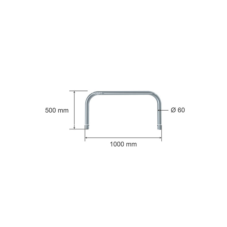 Dessin de l'arceau de bordure de type 1000 montrant les dimensions.