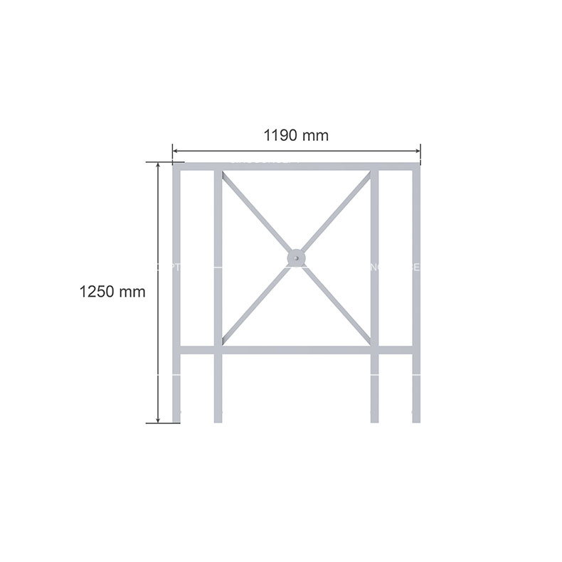 Dimensions barrière double-croix : largeur 1190 mm, hauteur 1250 mm.