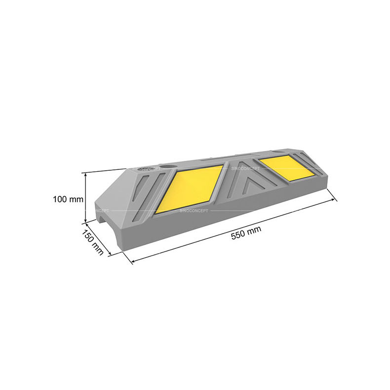 Dessin d'un butoir de parking de 550 mm montrant les dimensions, y compris la longueur, la largeur et la hauteur.