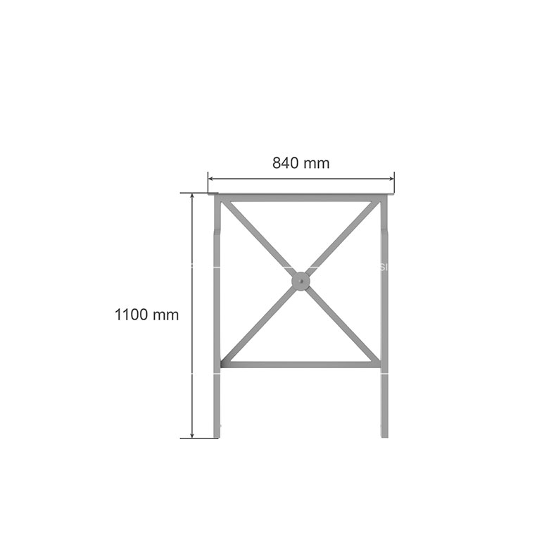 Dimensions barrière croix de Saint-André, largeur 840 mm.