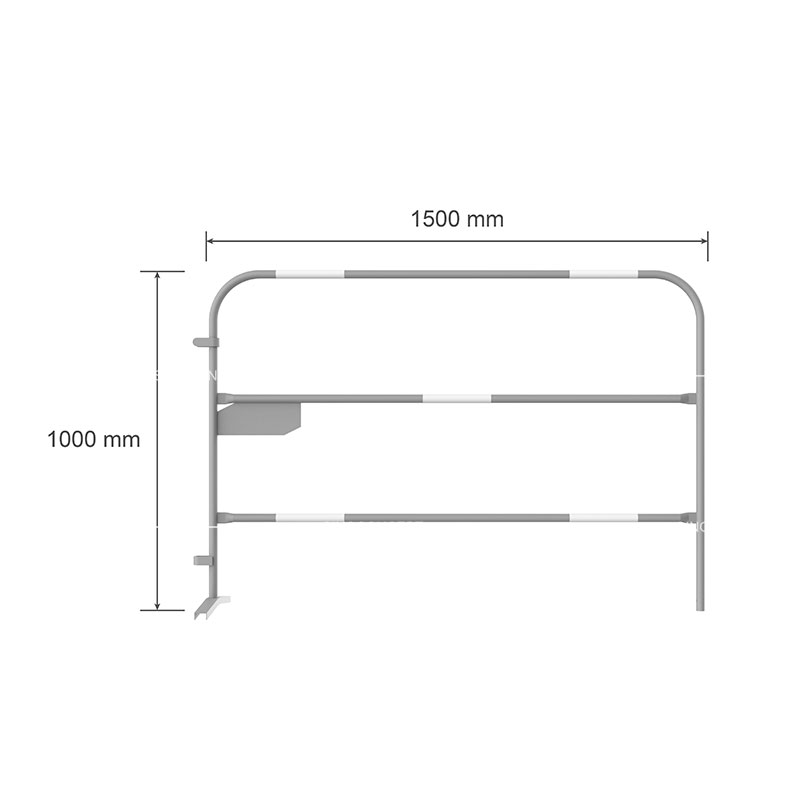 Dimensions Barrière de sécurité chantier, sans logo.