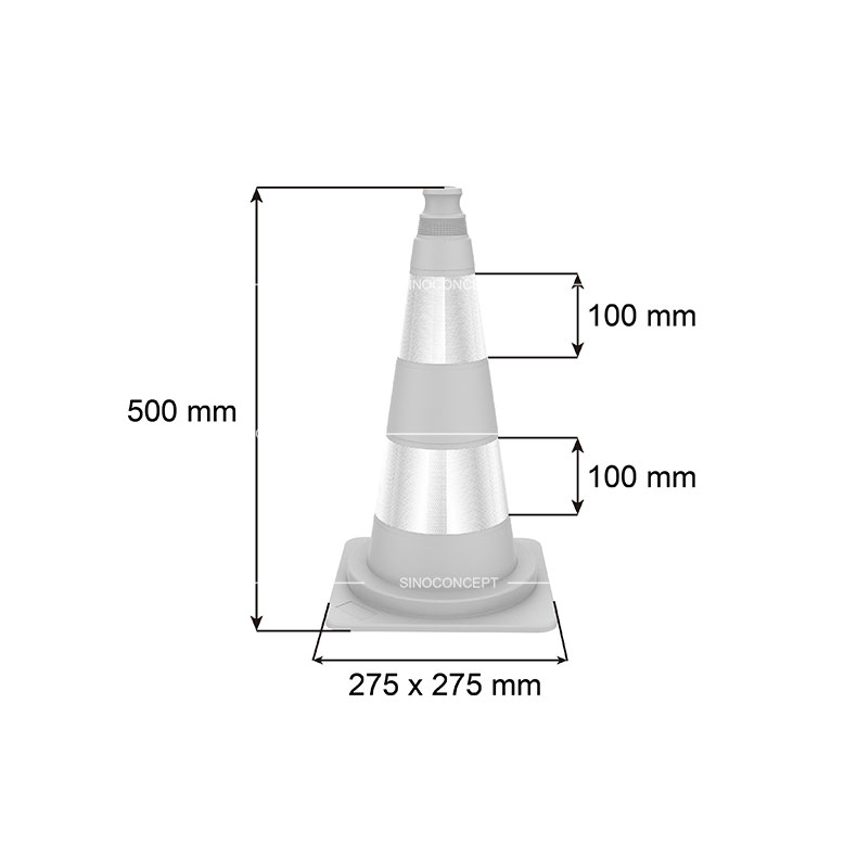 Cône de chantier k5a réfléchissant de 50 cm pour balisage de chantier