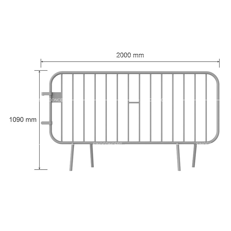 Dimensions barrière de police modèle 2 mètres.