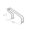 Dessins du range vélo 2000 montrant les dimensions du type bas.