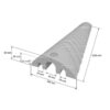 3D drawing of cable ramp also called outdoor cable protector showing dimensions of 1200 mm type for floor cable management