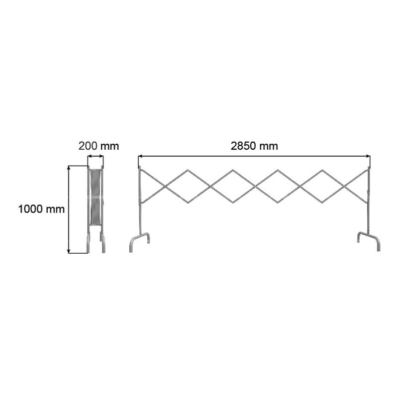 Dimensions barrière de chantier extensible