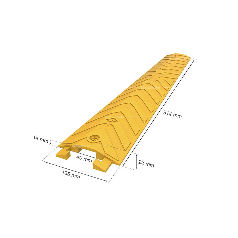 Passe-câble au sol intérieur de petit modèle en polyéthylène jaune