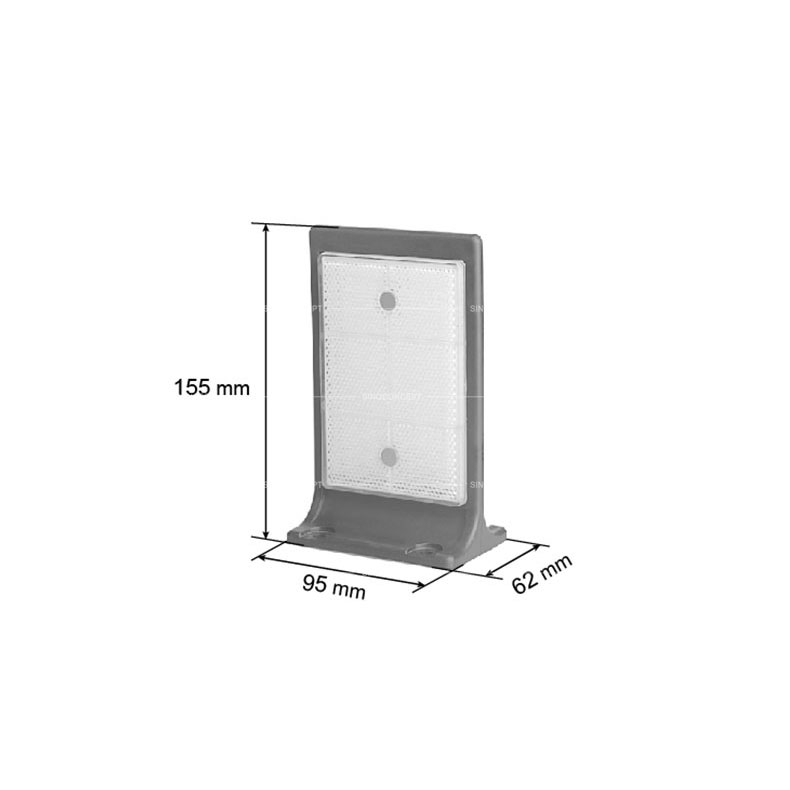 Dimensions réflecteur de glissiere en caoutchouc