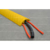 Yellow 1200 mm cable protection ramp made of vulcanized rubber to receive one cable up to 40 mm and two cables up to 20 mm